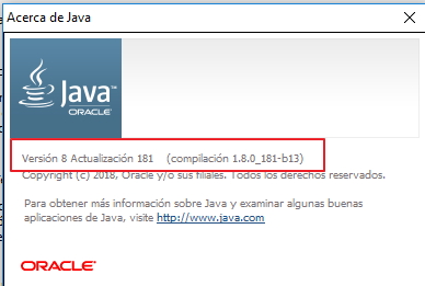 find Java version in the about section